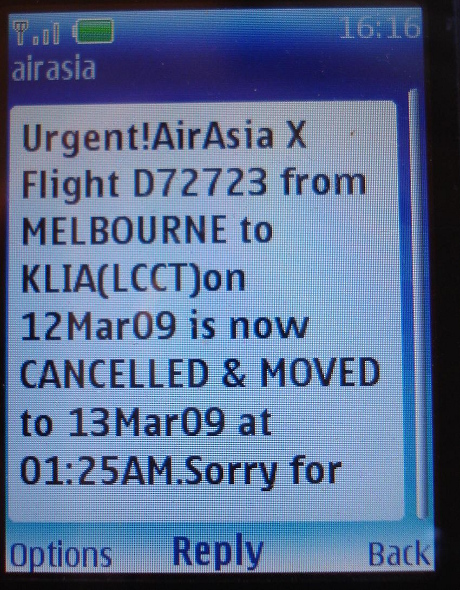 AirAsiaX Text Message