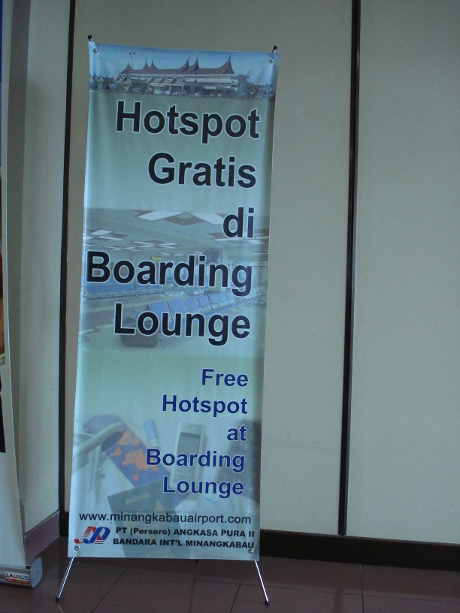 free hotspot at boarding lounge: Padang Airport, Indonesia