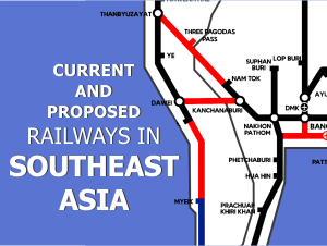 Map of current and proposed railways in Southeast Asia